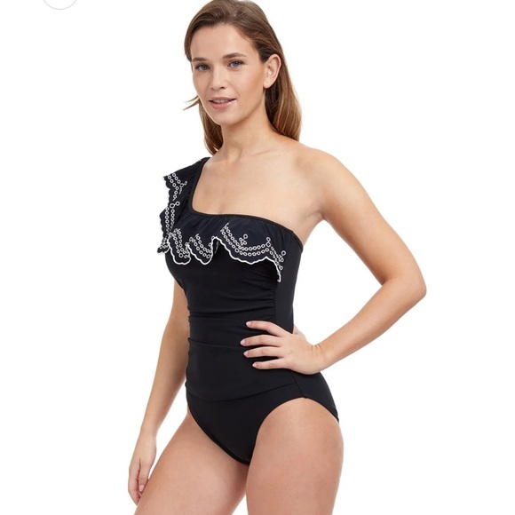 NWT Gottex Lola Asymmetrical One Piece Swimsuit Ruffle - Picture 4 of 7